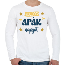 PRINTFASHION Boldog apák napját - Férfi hosszú ujjú póló - Fehér férfi póló
