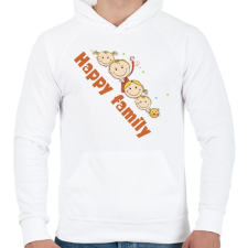 PRINTFASHION Boldog család - Férfi kapucnis pulóver - Fehér férfi pulóver, kardigán