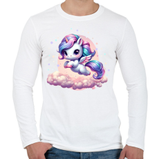 PRINTFASHION Boldog egyszarvú - Férfi hosszú ujjú póló - Fehér