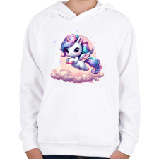 PRINTFASHION Boldog egyszarvú - Gyerek kapucnis pulóver - Fehér gyerek pulóver, kardigán