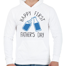 PRINTFASHION Boldog első apák napját! - Férfi kapucnis pulóver - Fehér férfi pulóver, kardigán