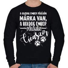 PRINTFASHION Boldog ember pólóján cicaszőr - Férfi pulóver - Fekete férfi pulóver, kardigán
