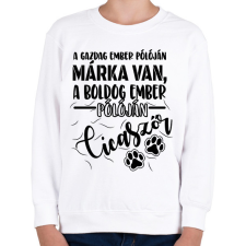 PRINTFASHION Boldog ember pólóján cicaszőr - Gyerek pulóver - Fehér gyerek pulóver, kardigán