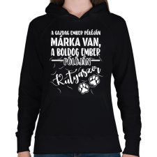 PRINTFASHION Boldog ember pólóján kutyaszőr - Női kapucnis pulóver - Fekete női pulóver, kardigán