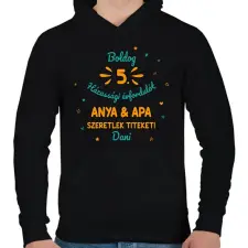 PRINTFASHION Boldog évfordulót - névvel - Férfi kapucnis pulóver - Fekete férfi pulóver, kardigán
