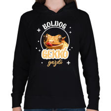 PRINTFASHION Boldog gekkó gazdi - Női kapucnis pulóver - Fekete női pulóver, kardigán