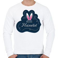 PRINTFASHION Boldog Húsvétot - Nyuszifüllel - Férfi pulóver - Fehér férfi pulóver, kardigán