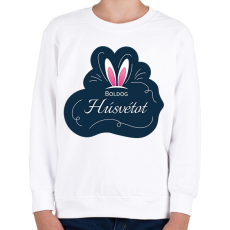 PRINTFASHION Boldog Húsvétot - Nyuszifüllel - Gyerek pulóver - Fehér