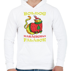 PRINTFASHION Boldog Karácsonyi falások - Férfi kapucnis pulóver - Fehér