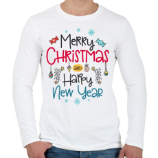 PRINTFASHION Boldog karácsonyt és boldog új évet - Férfi hosszú ujjú póló - Fehér