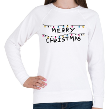 PRINTFASHION Boldog Karácsonyt - fényfüzér - Női pulóver - Fehér női pulóver, kardigán