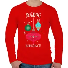 PRINTFASHION Boldog Karácsonyt - Férfi hosszú ujjú póló - Piros férfi póló