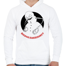 PRINTFASHION BOLDOG KARÁCSONYT - Férfi kapucnis pulóver - Fehér