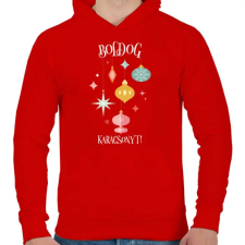 PRINTFASHION Boldog Karácsonyt - Férfi kapucnis pulóver - Piros férfi pulóver, kardigán
