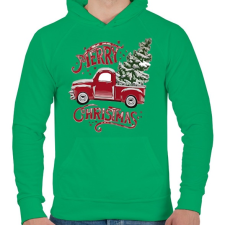 PRINTFASHION Boldog Karácsonyt! - Férfi kapucnis pulóver - Zöld férfi pulóver, kardigán