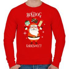 PRINTFASHION Boldog Karácsonyt - Férfi pulóver - Piros férfi pulóver, kardigán
