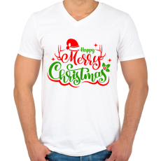 PRINTFASHION boldog karácsonyt  - Férfi V-nyakú póló - Fehér