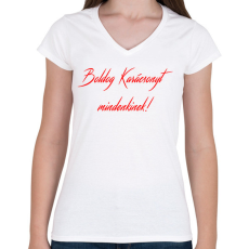 PRINTFASHION Boldog Karácsonyt - Női V-nyakú póló - Fehér
