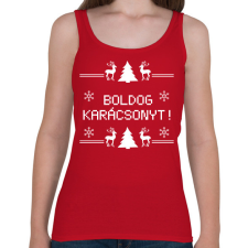 PRINTFASHION Boldog karácsonyt rénszarvas - Női atléta - Cseresznyepiros női trikó