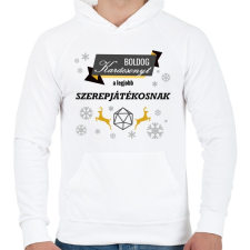 PRINTFASHION Boldog karácsonyt! (Szerepjátékosnak) - Férfi kapucnis pulóver - Fehér férfi pulóver, kardigán