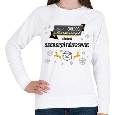PRINTFASHION Boldog karácsonyt! (Szerepjátékosnak) - Női pulóver - Fehér női pulóver, kardigán