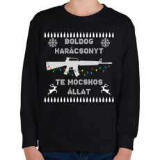 PRINTFASHION Boldog karácsonyt te mocskos állat - Gyerek pulóver - Fekete