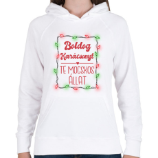 PRINTFASHION Boldog Karácsonyt te mocskos állat - Női kapucnis pulóver - Fehér