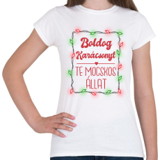 PRINTFASHION Boldog Karácsonyt te mocskos állat - Női póló - Fehér