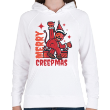 PRINTFASHION Boldog Karit - Karácsony - Merry Creepmas - Női kapucnis pulóver - Fehér női pulóver, kardigán