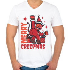 PRINTFASHION Boldog Karit - Merry Creepmas - Férfi V-nyakú póló - Fehér