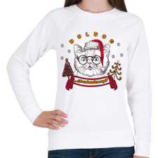 PRINTFASHION Boldog Macskarácsonyt! - Női pulóver - Fehér női pulóver, kardigán