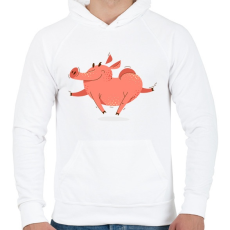 PRINTFASHION Boldog malac - Férfi kapucnis pulóver - Fehér