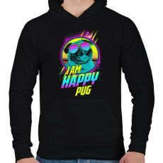 PRINTFASHION Boldog mopsz - Férfi kapucnis pulóver - Fekete