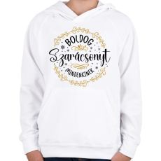 PRINTFASHION Boldog Szarácsonyt - Gyerek kapucnis pulóver - Fehér