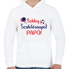 PRINTFASHION Boldog születésnapot papó - Férfi kapucnis pulóver - Fehér