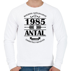 PRINTFASHION Boldog szülinapot - Évszámmal, névvel - Férfi pulóver - Fehér