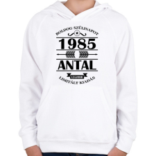 PRINTFASHION Boldog szülinapot - Évszámmal, névvel - Gyerek kapucnis pulóver - Fehér gyerek pulóver, kardigán