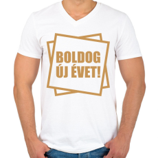 PRINTFASHION Boldog Új Évet! 03 - Férfi V-nyakú póló - Fehér