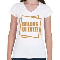 PRINTFASHION Boldog Új Évet! 03 - Női V-nyakú póló - Fehér