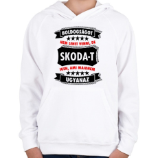 PRINTFASHION Boldogság = Skoda - Gyerek kapucnis pulóver - Fehér