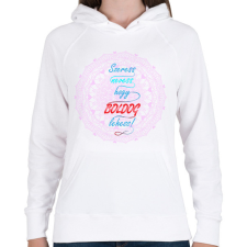 PRINTFASHION Boldogságpóló - Női kapucnis pulóver - Fehér női pulóver, kardigán