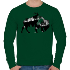 PRINTFASHION Bölény - Férfi pulóver - Sötétzöld férfi pulóver, kardigán