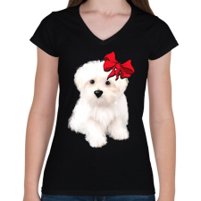 PRINTFASHION Bolognese - Női V-nyakú póló - Fekete női póló