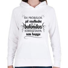 PRINTFASHION Bolondos keresztapa - Női kapucnis pulóver - Fehér női pulóver, kardigán