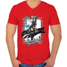 PRINTFASHION Bombázó királynő - Férfi V-nyakú póló - Piros