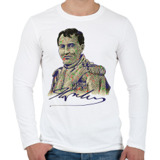 PRINTFASHION Bonaparte Napoleon színes - Férfi hosszú ujjú póló - Fehér