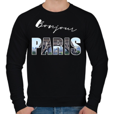 PRINTFASHION bonjour paris - Férfi pulóver - Fekete