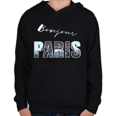 PRINTFASHION bonjour paris - Gyerek kapucnis pulóver - Fekete