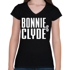 PRINTFASHION Bonnie és Clyde - Női V-nyakú póló - Fekete női póló