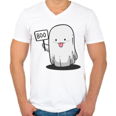 PRINTFASHION Boo - Férfi V-nyakú póló - Fehér